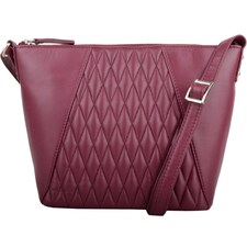 Genuine Leather Diamond Effect Design Cross Body / Shoulder Bag Red | Red