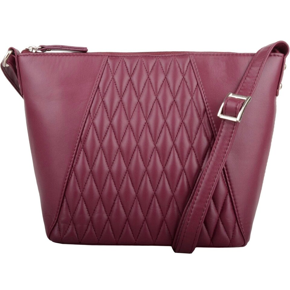 image 1 of Genuine Leather Diamond Effect Design Cross Body / Shoulder Bag Red | Red