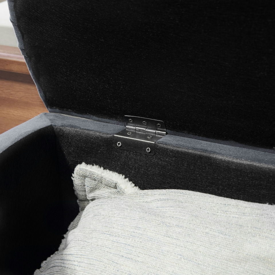 image 1 of HOMCOM Semi-Circle Storage Ottoman Bench Tufted Upholstered Grey