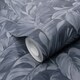 image 3 of Erismann Play Of Light Palm Leaf Vinyl Textured Wallpaper - Navy - 10m x 53cm Blue