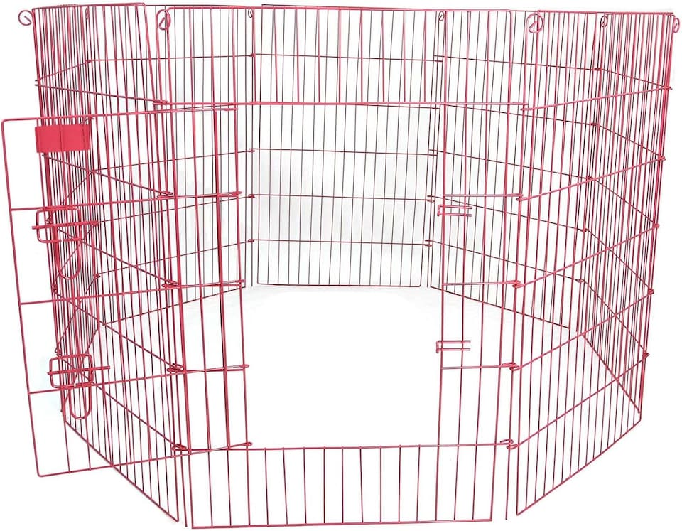image 1 of Actiaspet Pink Metal Drop Pin Play Pen Available in 4 Different Sizes (Pink, Large, 8)