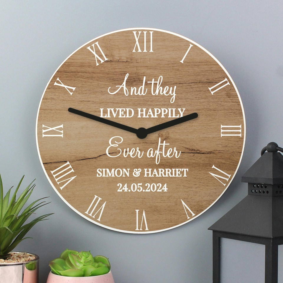 image 1 of Personalised Free Text Wood Effect Clock