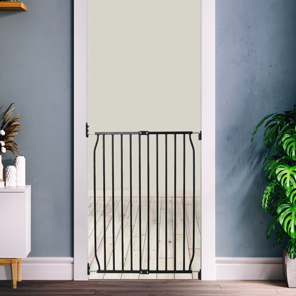 image 1 of Safetots Extra Tall Eco Screw Fit Baby Gate, Black, 110cm - 120cm, Extra Tall Gate 100cm in Height, Stair Gate for Baby, Screw Fitted Safety Gate, Easy Installation