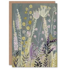 Spring Wildflowers Purple Yellow Scandi Floral Nature Birthday Card