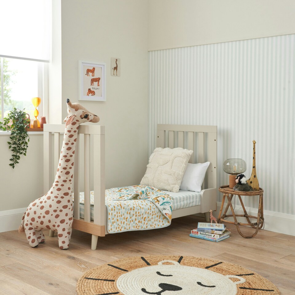 image 1 of Tutti Bambini Hygge Mini Cot Bed - Light Oak/White Sand
