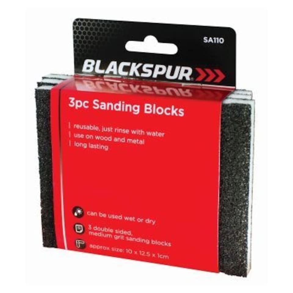 Blackspur Hand Sanding Blocks - Black - Pack of 3