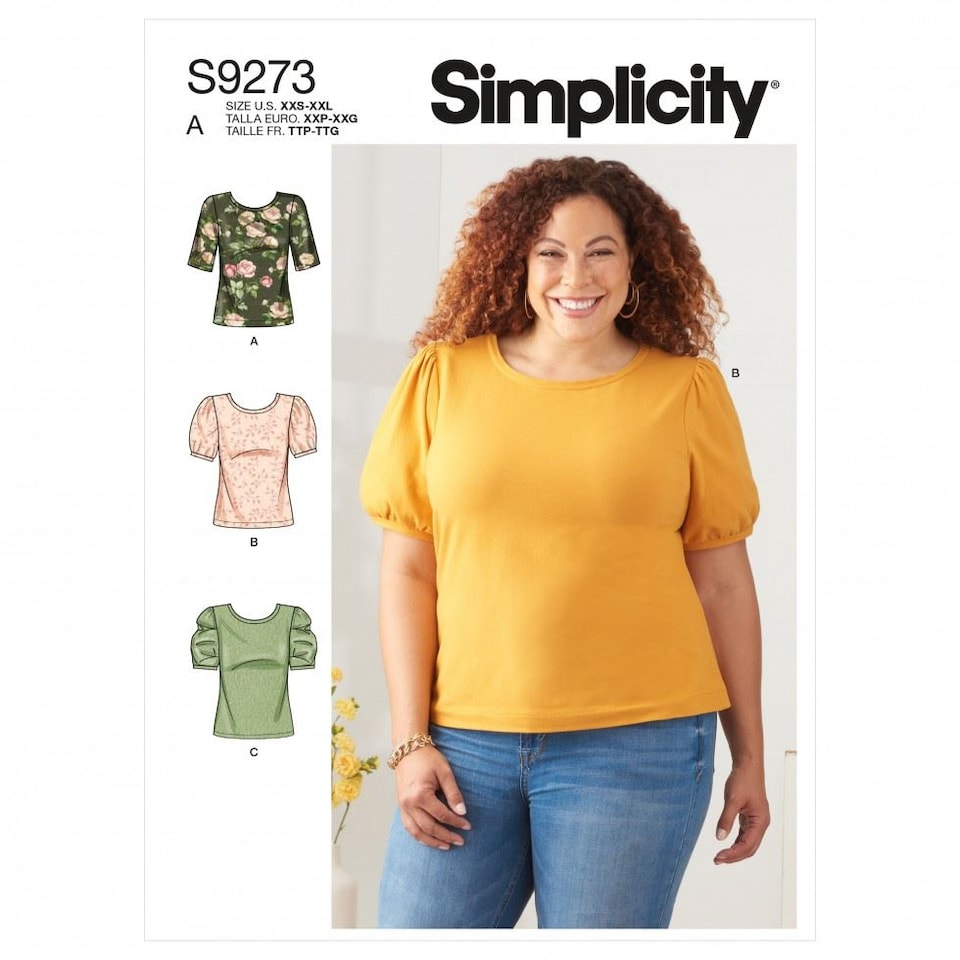 image 1 of Simplicity 9273 Paper Sewing Pattern – Women’s Top, Size A (XXS–XS–S–M–L–XL–XXL), Easy