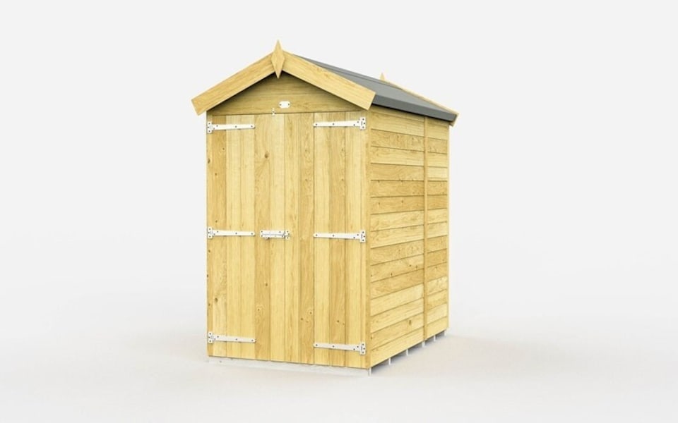 image 1 of 4 x 6 Feet Apex Shed - Double Door Without Windows - Wood - L187 x W118 x H217 cm | Brown