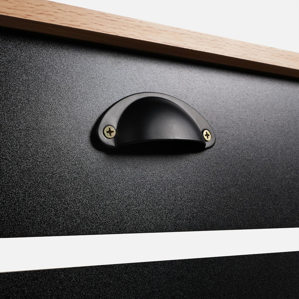image 1 of OHS Horizontal Slatted MDF Modern Grill Shelf Cabinet Radiator Cover, Medium - Black