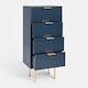 image 5 of OHS 4 Drawer Modern Ribbed Office Side Bedroom Nightstand Bedside Table | Blue | Navy
