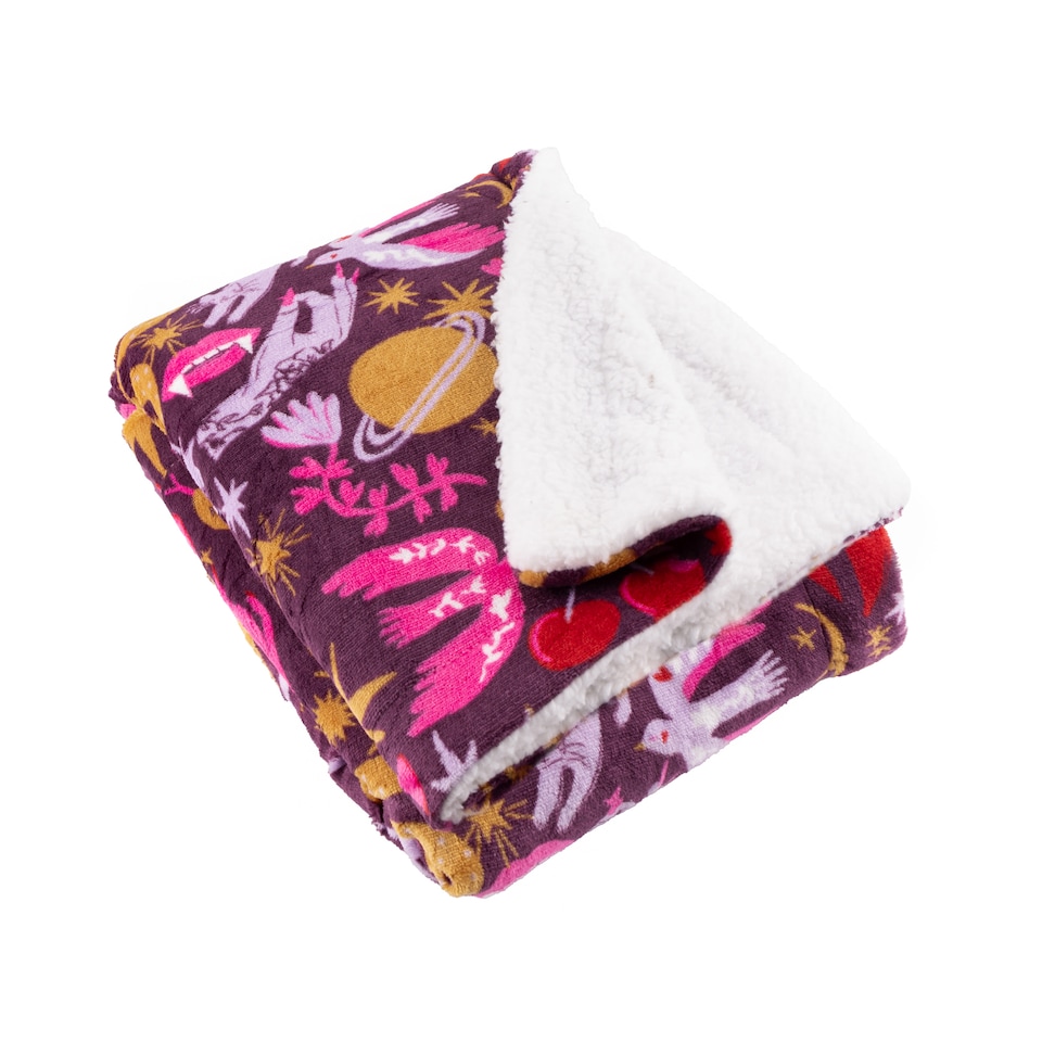 image 1 of Furn Enchanted Printed Fleece Throw | Pink | Pink | 1