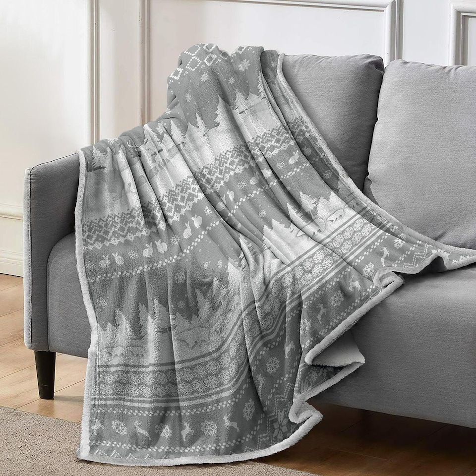 image 1 of Velosso Nordic Sherpa Reverse Blanket Throw
