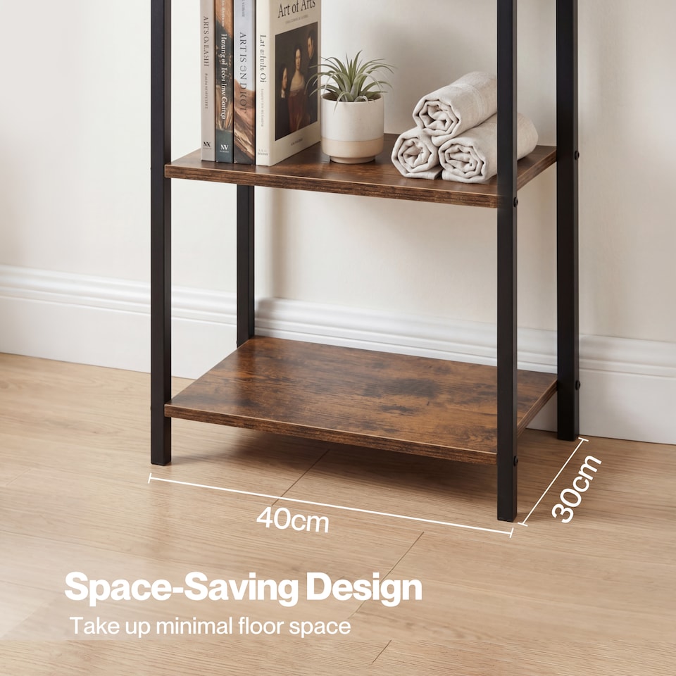 image 1 of Levede Book Shelf 6-Tier Narrow Shelves Space-Saving Steel Bedroom Walnut Brown