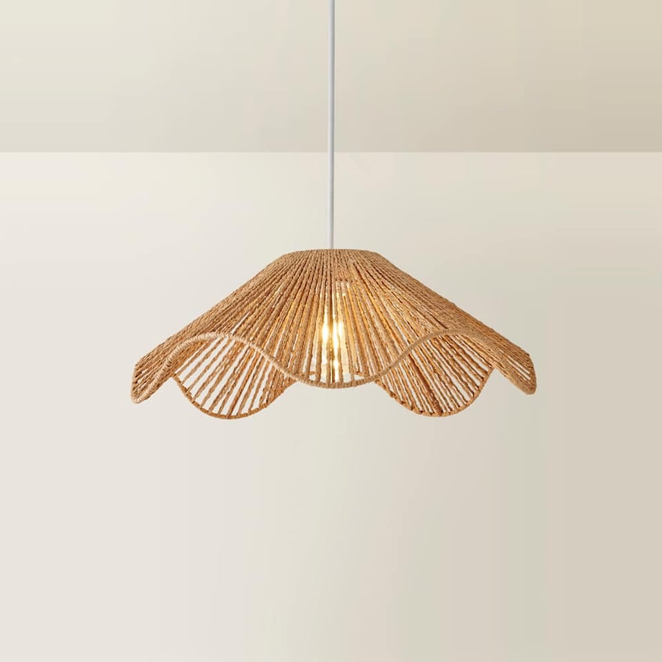 image 1 of ValueLights Farai Natural Woven Rope Wave Ceiling Shade | Brown
