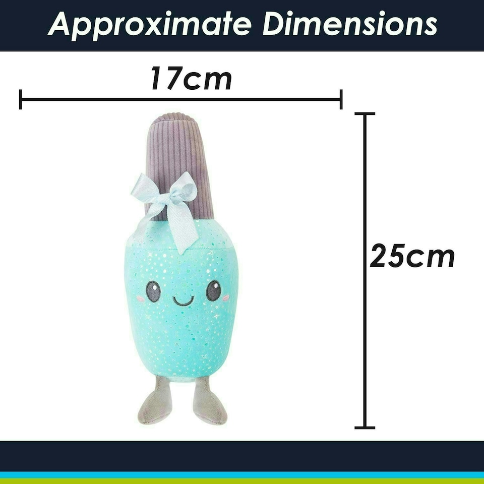 image 1 of Nail Polish Soft Toy Cute Plushie Huggable Cuddly Stuffed Toy 25cm Blue