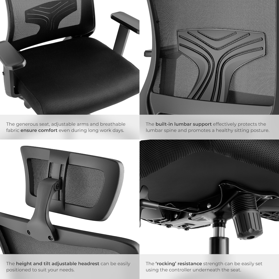 image 1 of Office Chair Phoebe - ergonomic shape, lumbar support, adjustable headrest