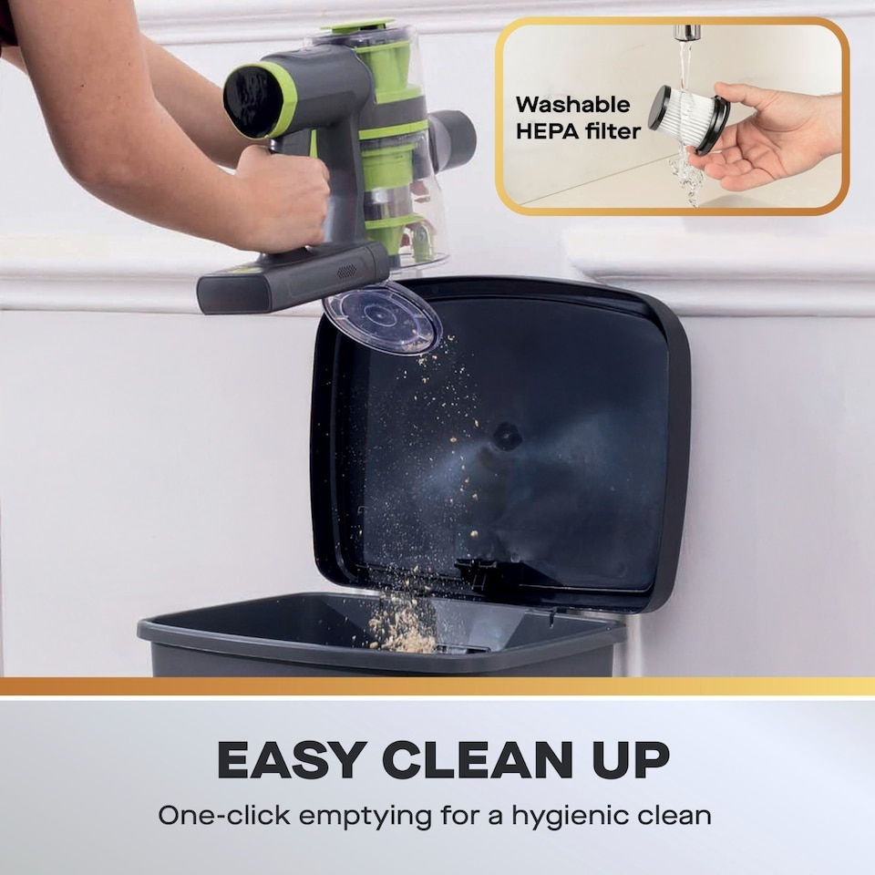 image 1 of Daewoo Cyclone Pro Cordless Stick Handheld Vacuum Bagless 50min 25.9V Headlight