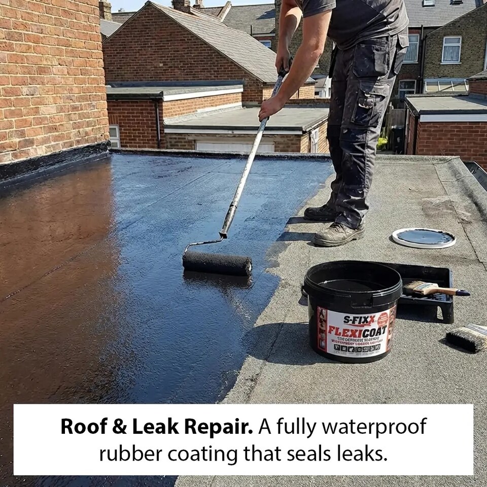 image 1 of S-FIXX FLEXICOAT 2 Litre, One-Coat, Waterproof, Pond Paint, Roof Paint, Liquid Rubber Sealant