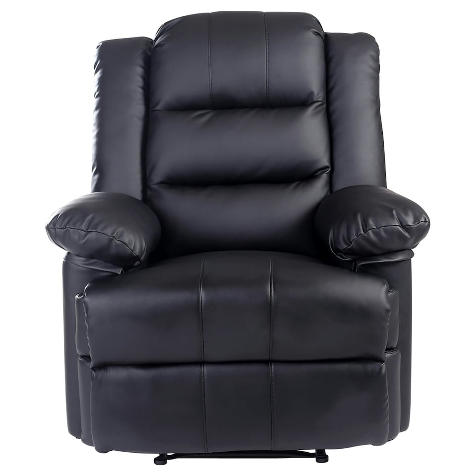image 1 of Loxley Bonded Leather Manual Recliner Armchair Sofa Home Lounge Chair (Black)