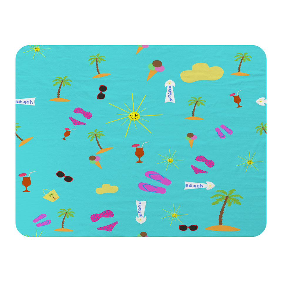 image 1 of Beach Cartoons Blanket | Multi