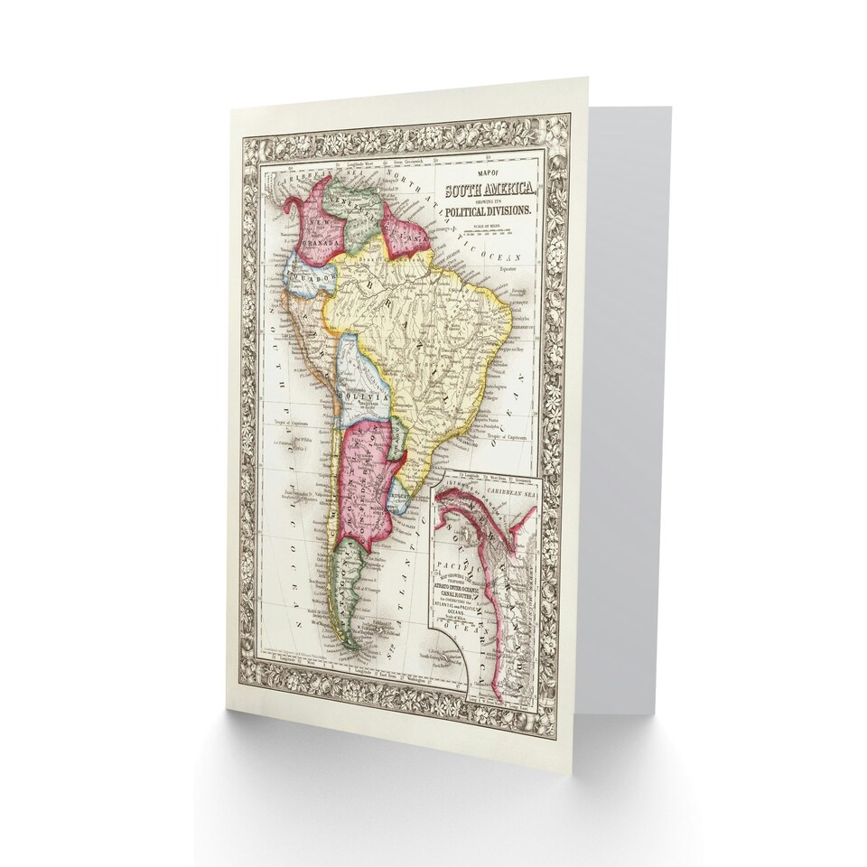 image 1 of Samuel Mitchell Art Card South America Political Divisions Map