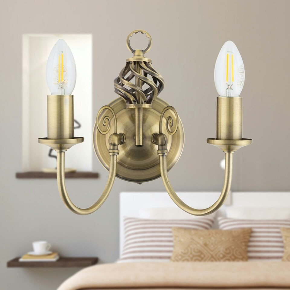 image 1 of Barley Twist - Antique Brass Wall Light Bronze