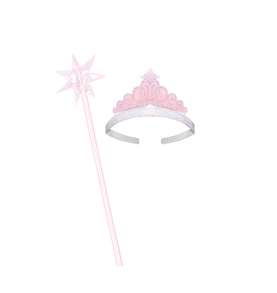 image 1 of Pink Good Fairy With Tiara & Wand Girls Kids Costume - Fancy Dress, Parties, and Role Play - Ages 4-10 | Pink | Pink | 4-6 years