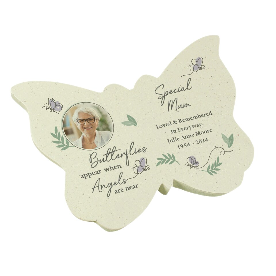 image 1 of Personalised Butterflies Appear Photo Upload Memorial Resin Butterfly