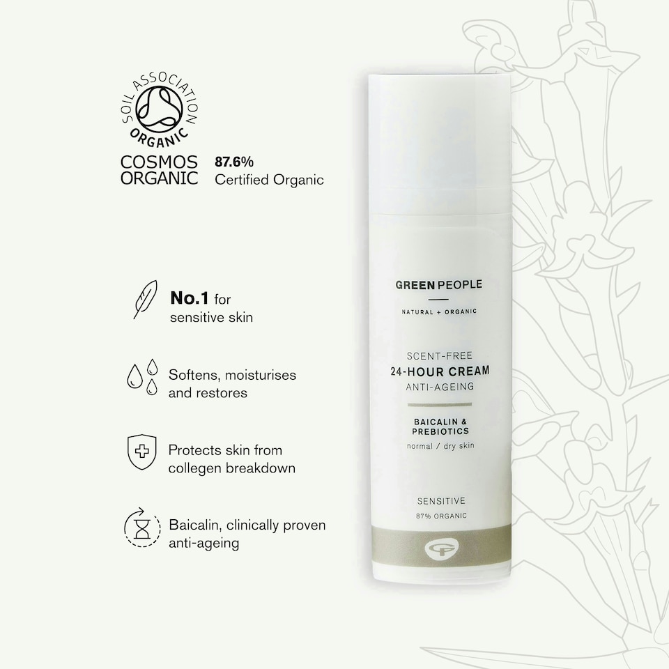 image 1 of Green People Scent Free 24 Hour Cream - Day & Night Face Cream for Sensitive Skin - Firming - Vegan & Natural, 50ml