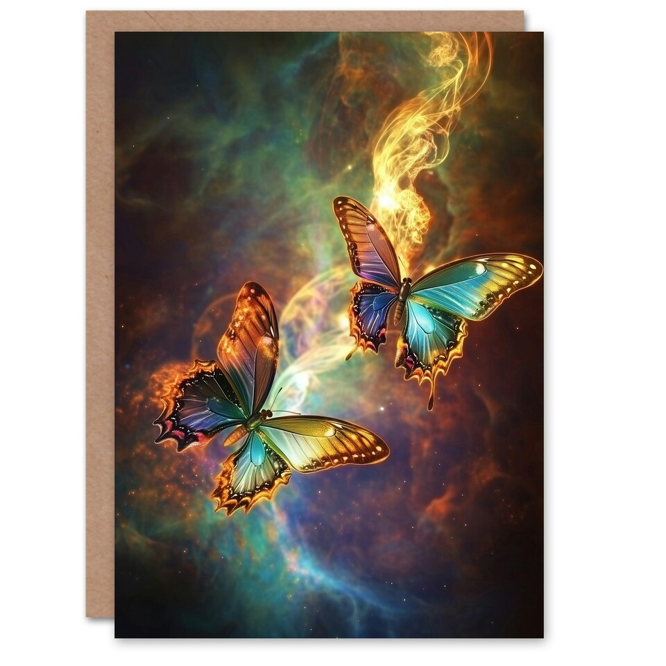 image 1 of Universe String Theory Cosmic Butterflies Dance Birthday Greeting Card