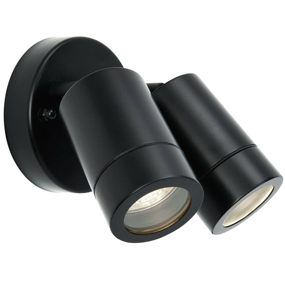 image 1 of IP44 Outdoor Adjustable Spotlight Matt Black Twin GU10 Dimmable Up Down light