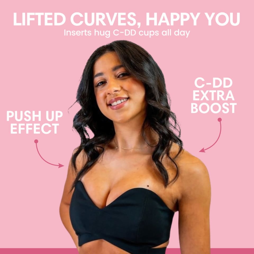 image 1 of Booby Tape C-DD Breast Cup Extra Boost, Double Sided Adhesive Push Up Inserts for Fuller Bust, Provides All-Day Support and Comfortable Wear, Waterproof and Reusable, Lifts Up to 2 Cup Sizes