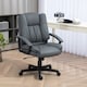 image 2 of HOMCOM Faux Leather Home Office Chair Mid Back Desk Chair with Arms Dark Grey