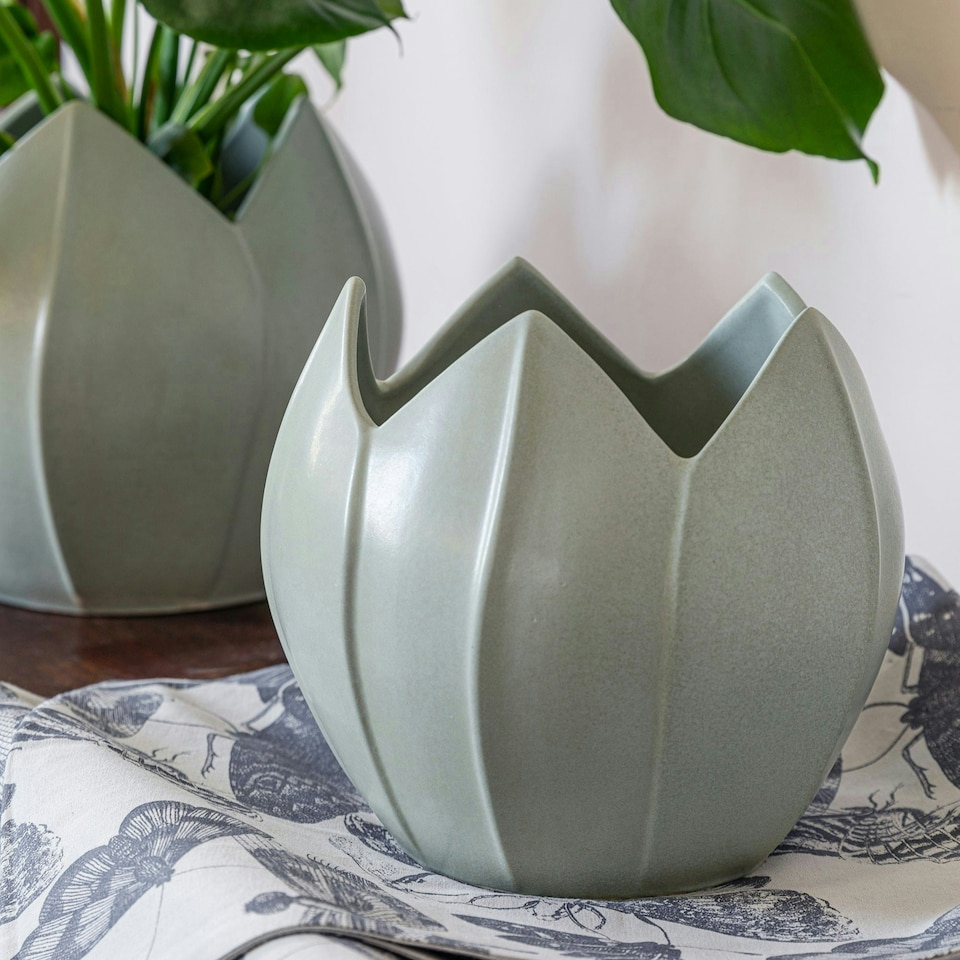 image 1 of Kew Flower Planter Pistachio Green Green