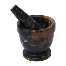 Interiors by Premier Black & Gold Marble Mortar & Pestle,Perfect Grinding Pestle& Mortar,Easy to Clean Antique Mortar & Pestle