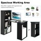 image 4 of COSTWAY Computer Desk Workstation 6-Tier Storage Shelves Black Black