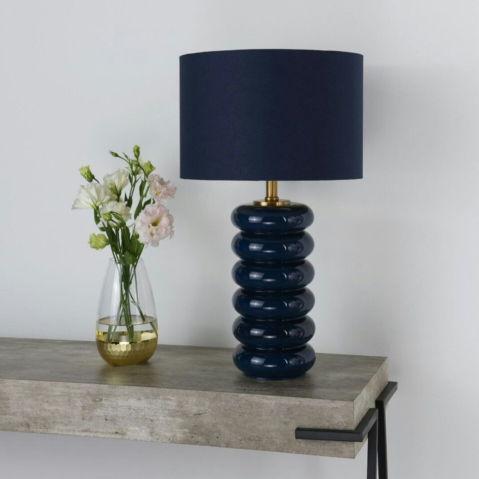 image 1 of Portia Blue Glass Table Lamp Blue
