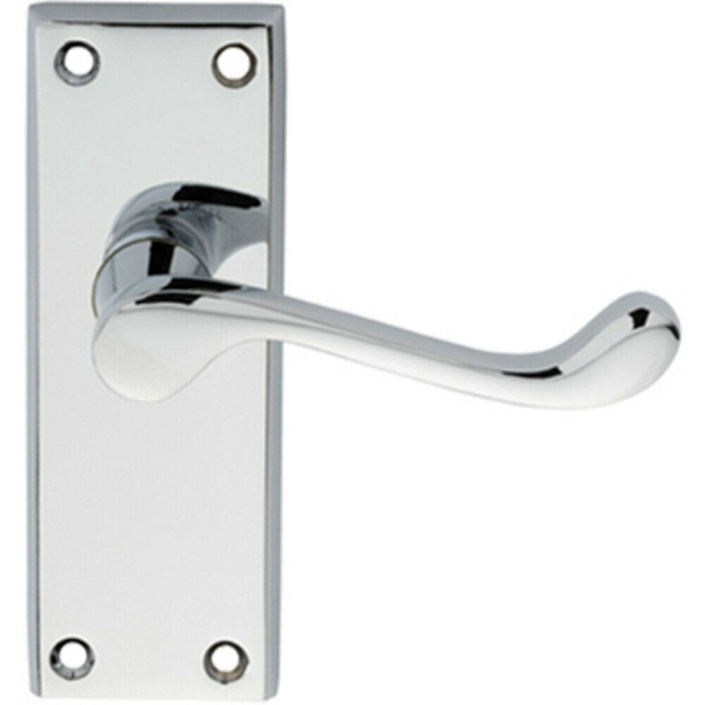 Loops PAIR Victorian Scroll Lever on Short Latch Backplate 118 x 43mm Polished Chrome