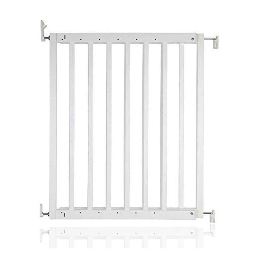 image 1 of Safetots Top of The Stairs Screw Fitted Stair Gate, White Wooden, 63.5cm - 105.5cm, Wood Baby Gate, Stylish Safety Gate | White | 1