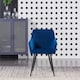 image 2 of Single Camden Modern Velvet Dining Chair with Armrests, Quilted Design & Black Metal Legs Blue