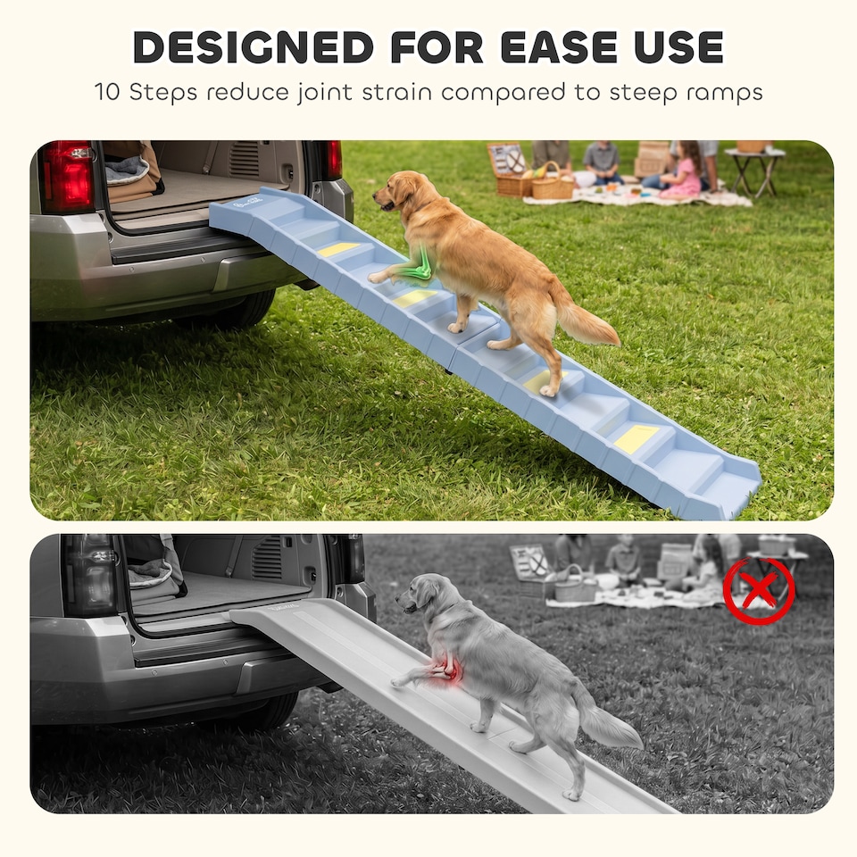 image 1 of PawHut Foldable Dog Ramp for Car, Non-Slip Dog Stairs for SUVs Truck