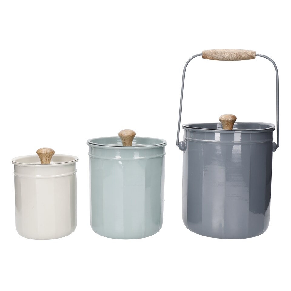 image 1 of KitchenCraft 3pc Airtight Storage Tin Compost Caddy