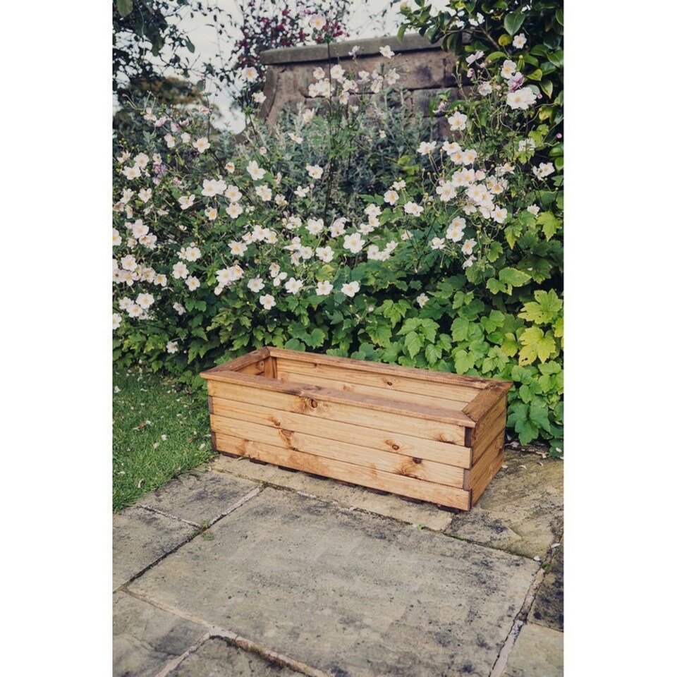 image 1 of Multi Pack of 3 - Valley Trough Large - Timber Garden Planter - L39 x W100 x H32 cm | Brown