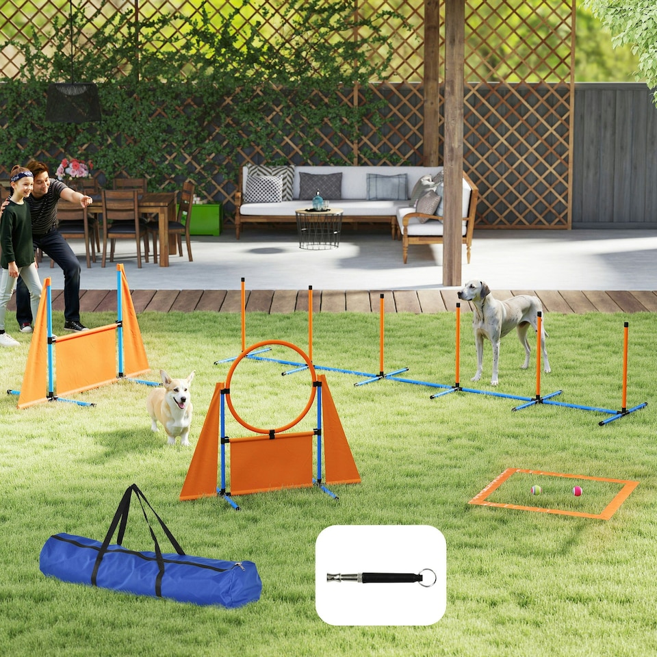 image 1 of PawHut 6-Piece Dog Agility Equipment, Obstacle Training Course Kit, Orange