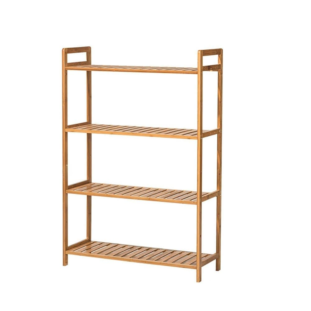 Living and Home 4 Tier Bamboo Wood Storage Shelf Rack- 68cm W x 25cm D x 100cm H