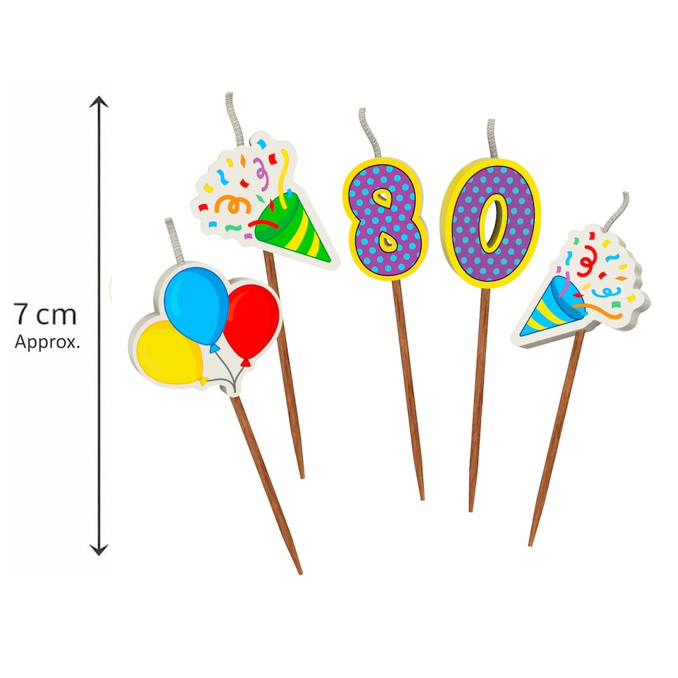 image 1 of Milestone 80th Birthday Cake Candle Set