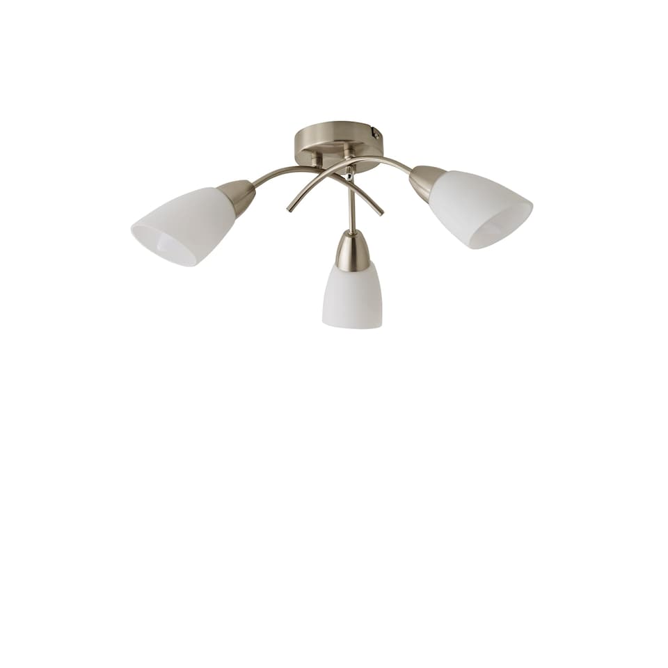 image 1 of ValueLights Barine Brushed Silver Semi-Flush Light & Bulb | Chrome