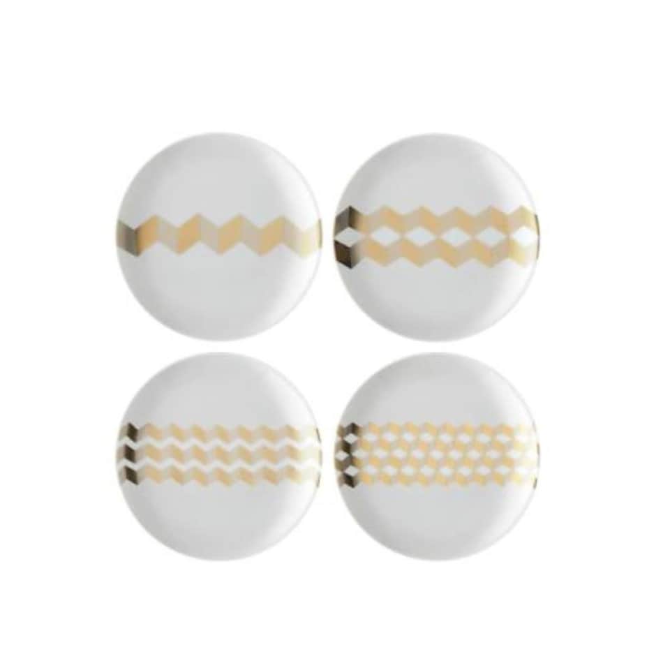 image 1 of LSA Chevron Teaplate 16cm Gold Assorted Set of 4