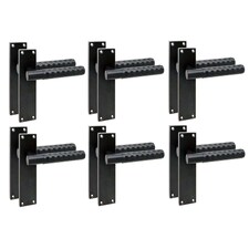 Golden Grace 6 Pairs Victorian Knurled Honeycomb Hex Cut T-Bar Interior Door Handle on Backplate Matt Black - 150mm x 40mm