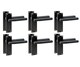 image 1 of Golden Grace 6 Pairs Victorian Knurled Honeycomb Hex Cut T-Bar Interior Door Handle on Backplate Matt Black - 150mm x 40mm